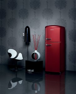 Retro Gorenje lednice_retro_chic_bordeaux bordó