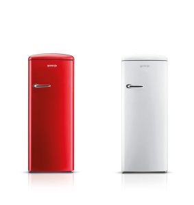 Retro lednice Gorenje Bílá a červená snow and white